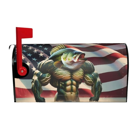 Logiee giant bass with big muscles Print Post Letter Box Wrap Decor, Mailbox Cover Suitable for Standard Mailbox and Large Size Mailbox,Outdoor Yard Decoration-21x18 in