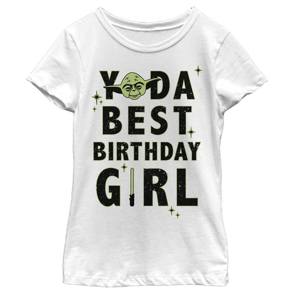 Girl's Star Wars Yoda Best Birthday Girl Graphic Tee White X Small