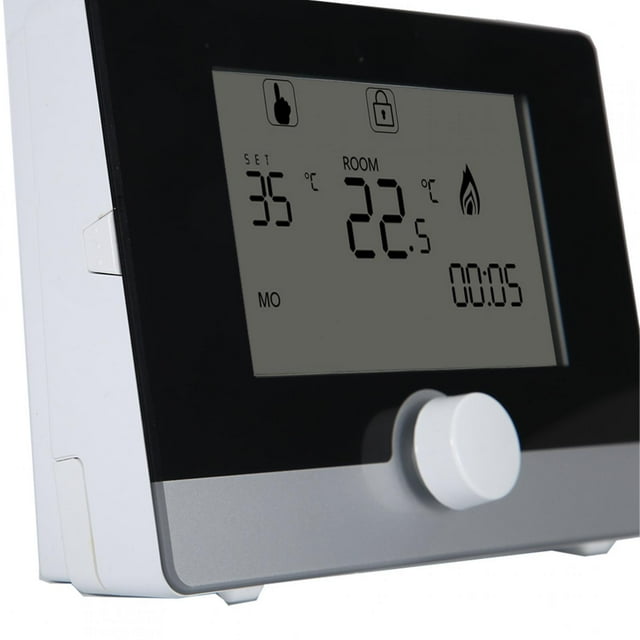 Programmable Thermostat with Backlit LCD Display for Wall Heating - Temperature Adjustment