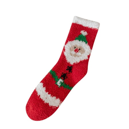 

Cptfadh Ladies Christmas Printed Floor Socks Plush Coral Fleece Socks