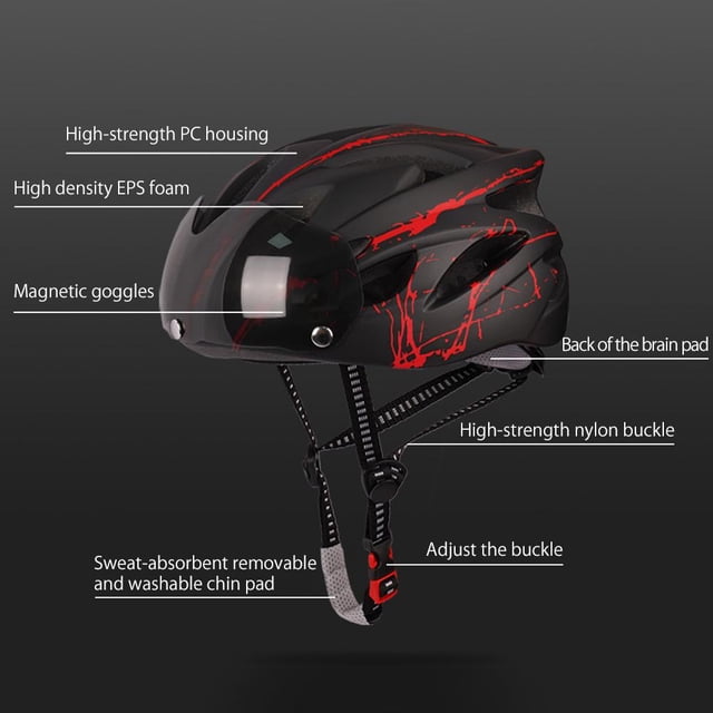 Casco de ciclismo para adultos hombres mujeres casco protector con visera magnética