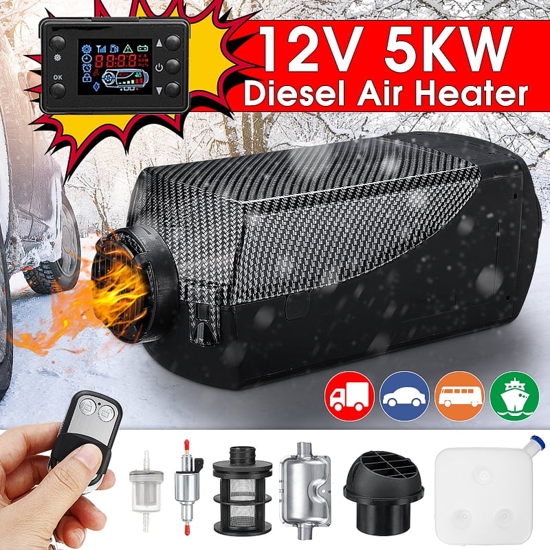 FlowerW 5KW Diesel Air Heater 12V Parking Heater with 2 Silencers for TrucksTrailer Boats