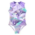 thumbnail image 3 of Zaldita Gymnastics Leotards for Girls Sleeveless Practice Jumpsuit Shiny Metallic Athletic Dancewear Lavender 14, 3 of 5