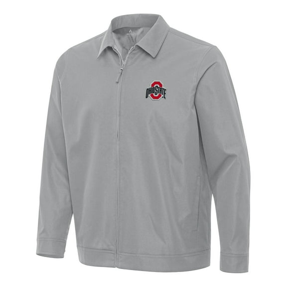 Men's Antigua  Gray Ohio State Buckeyes Pivot Full-Zip Jacket