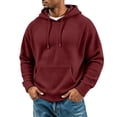 thumbnail image 2 of Resicozy Mens Waffle Hoodies Pullover Long Sleeve Casual Fashion Sweatshirts Gym Hooded Shirt with Pocket Wine 4XL, 2 of 8