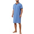 thumbnail image 4 of INSPIRE CHIC Father's Day Men's V-Neck Colorblock Trim Short Sleeve Chest Pocket Pajama Sleep Shirt S Light Blue, 4 of 5