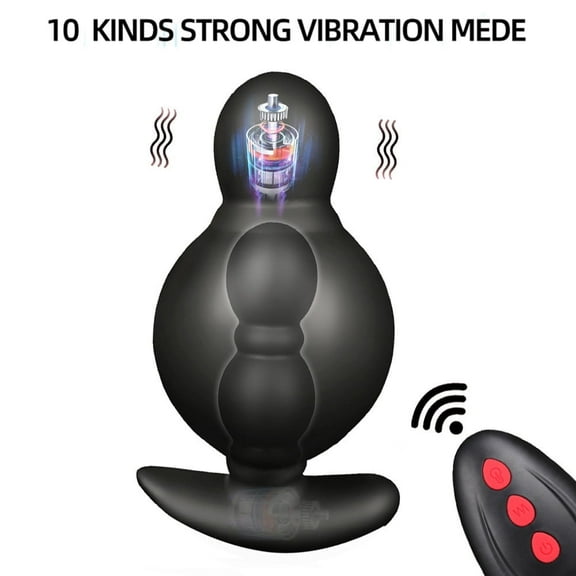 Wireless Remote Control Inflatable Anal Expansion Prostate Massager 10 Modes Vibrating Dildo Wireless Remote Control Butt Plug Sex Toys for Men Women