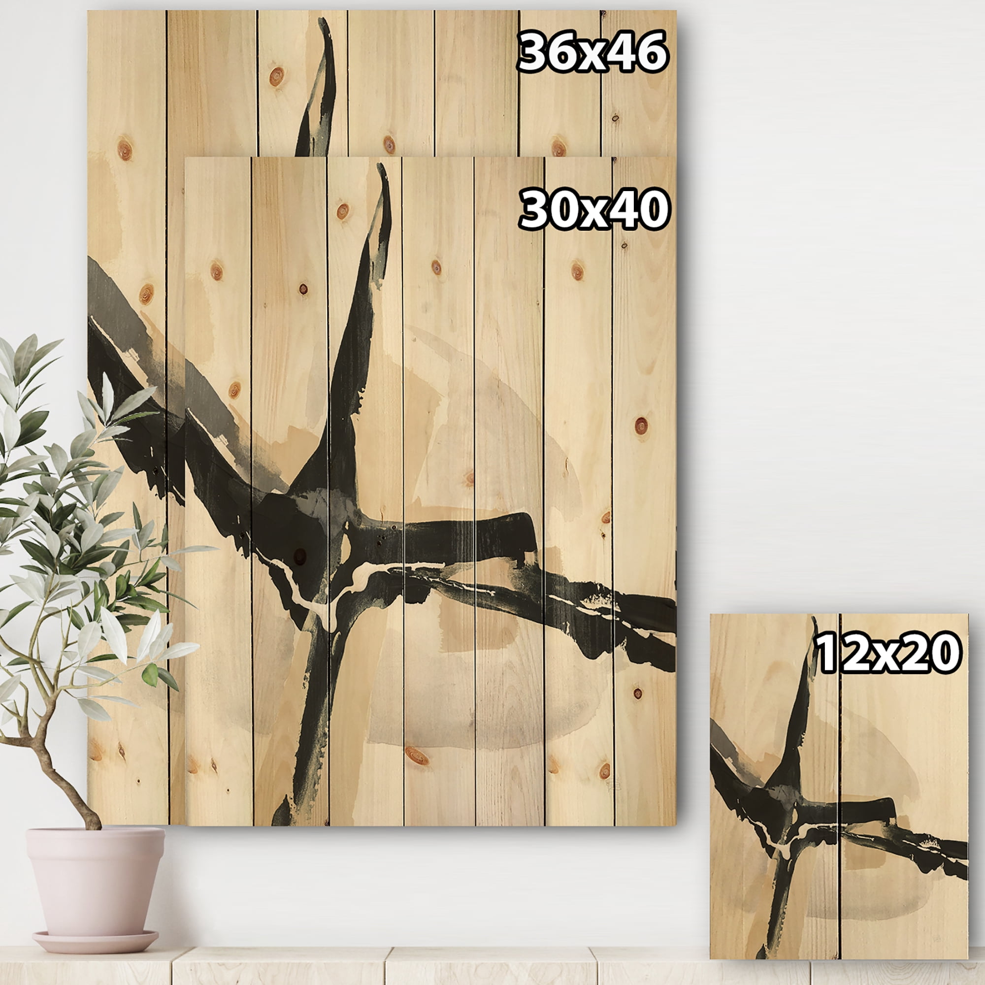 Designart 'Fractal Creamy Tan Form II' Modern Glam Print on Natural Pine Wood