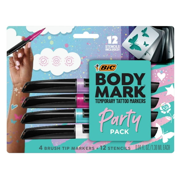 Rotulador de tatuaje temporal BIC BodyMark Party Pack, 4 unidades
