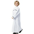 thumbnail image 6 of Gelikeya Robe for Boys Muslim Long Sleeve Thobe Abaya Arab Kaftan Zipper Arabic Dubai Dress With Pockets White, 13-14 Years, 6 of 6