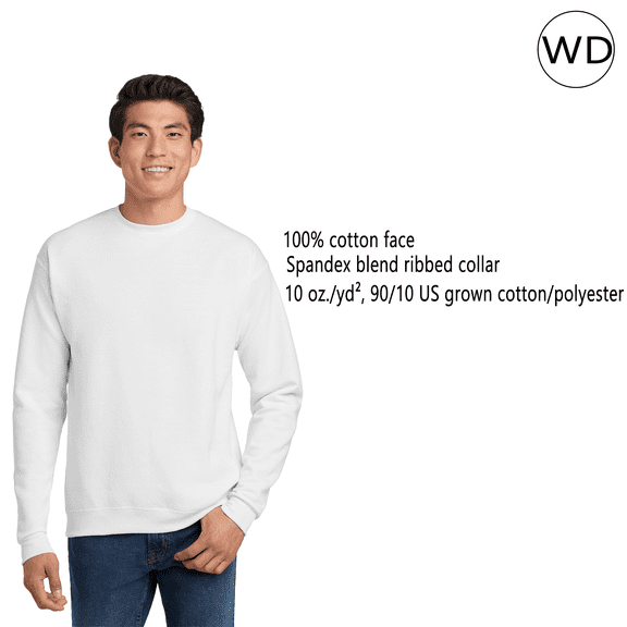 Hanes Mens Ultimate Cotton Crewneck Sweatshirt -WD60 Heavyweight Fleece Sweatshirt, (M White)