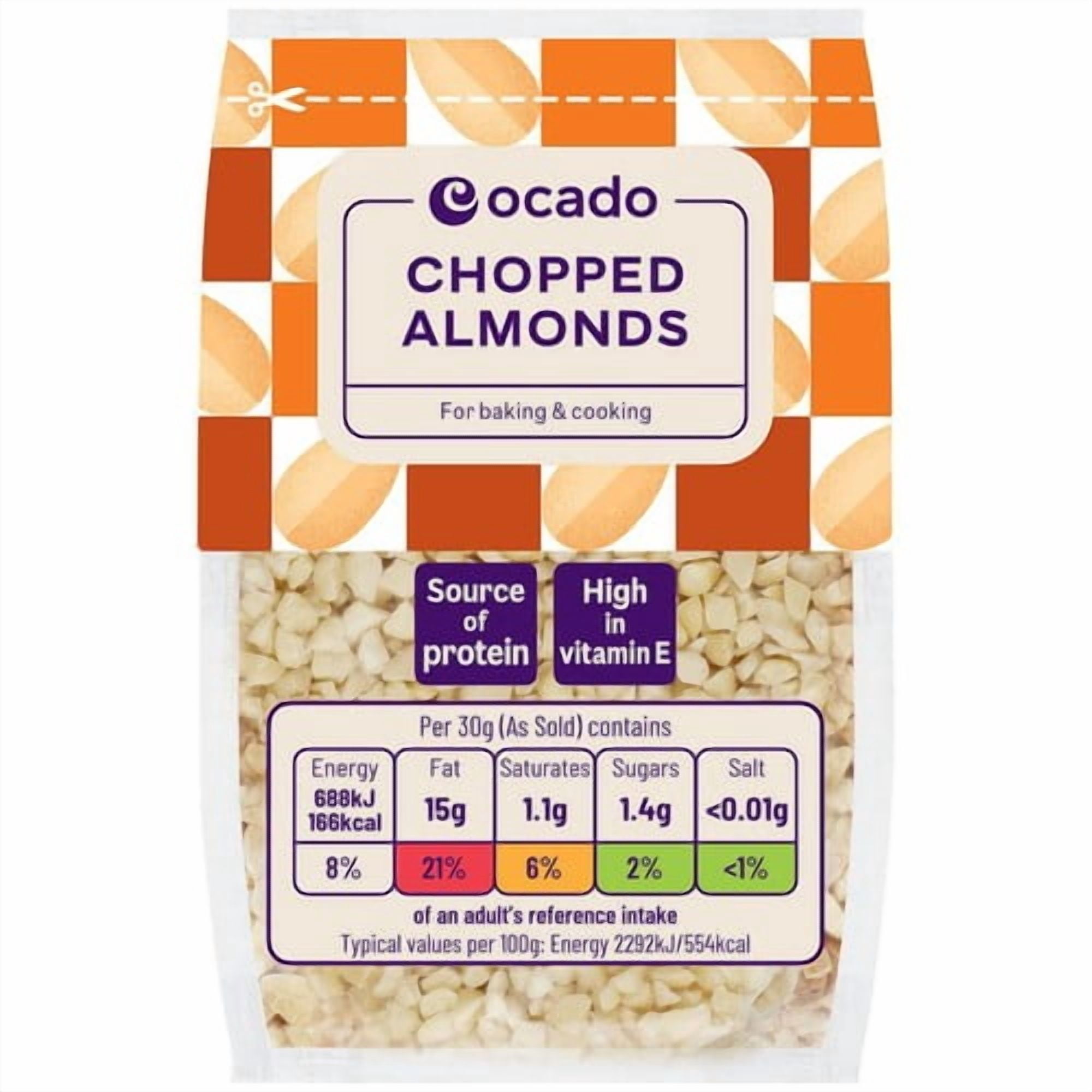 Ocado Chopped Almonds 100g, British Import (Pack of 3)