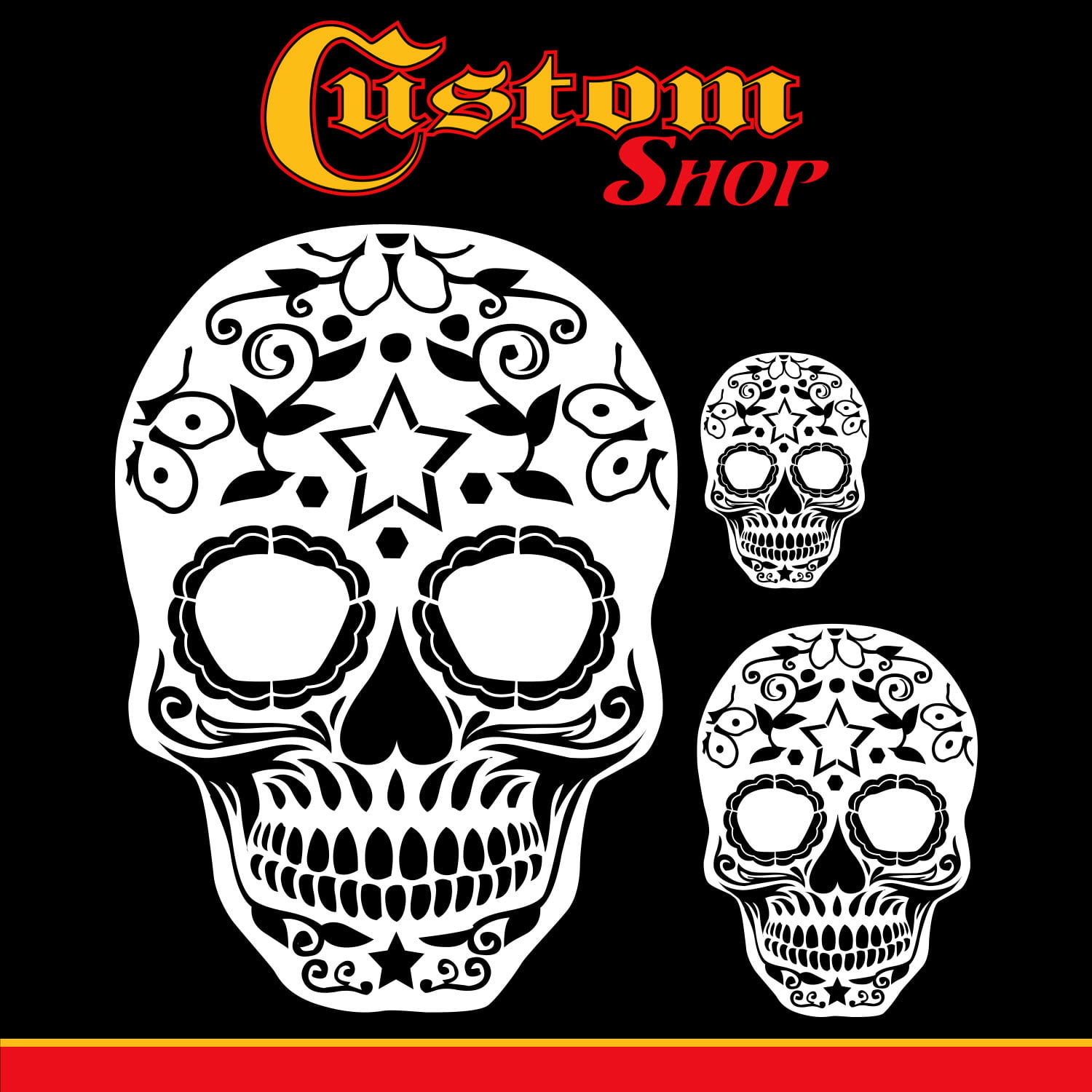 - 8 Laser Cut Reusable Templates 8 Different Mini Skull Designs Auto Motorcycle Graphic Art Custom Shop Airbrush Stencil Skull Design Set #9 