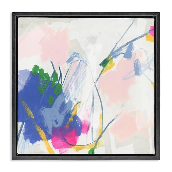 Stupell Industries Modern Pink & Blue Abstraction Black Floating Frame Canvas Art, 18 x 18, by June Erica Vess