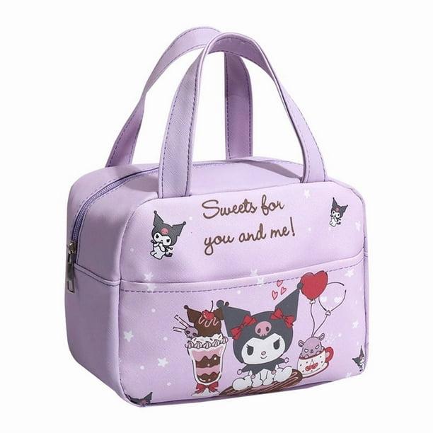 Sanrio Kuromi student waterproof and oil resistant PU lunch bag, thickened aluminum foil portable meal bag