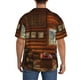 thumbnail image 3 of Fotbe Log Cabin Inside Camisa Estampada de Manga Corta para Hombre, Casual de Verano, Estilo Playero, Sin Arrugas-Large, 3 of 5