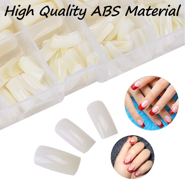 Uñas postizas naturales, 500 piezas de puntas de uñas acrílicas, 10 tamaños de uñas francesas ovaladas, color natural para niñas y mujeres, juego de uñas para el hogar, salón, arte de uñas