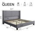 thumbnail image 3 of VanAcc Queen Size Upholstered Platform Bed Frame, Wingback Bed with 50.8" Headboard, Corduroy, 3 of 7