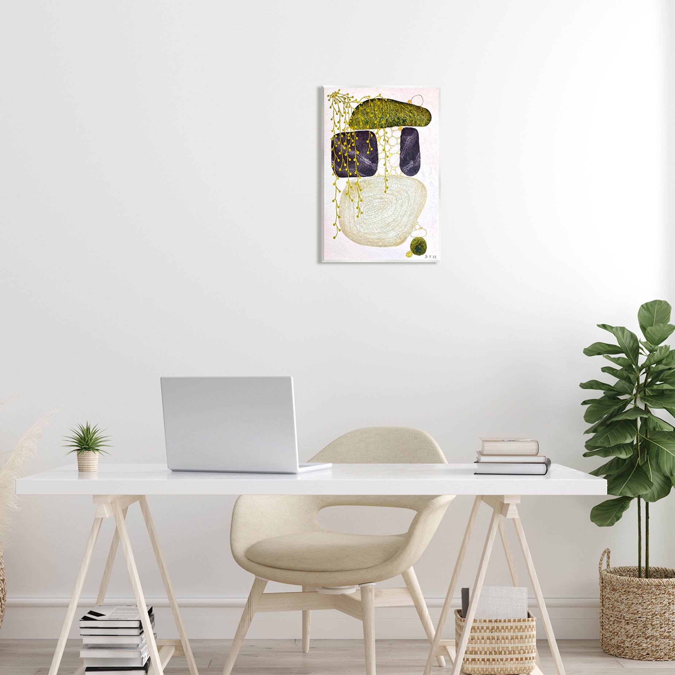 Botanical Mossy Rock Shapes Abstract Graphic Art Unframed Art Print Wall Art