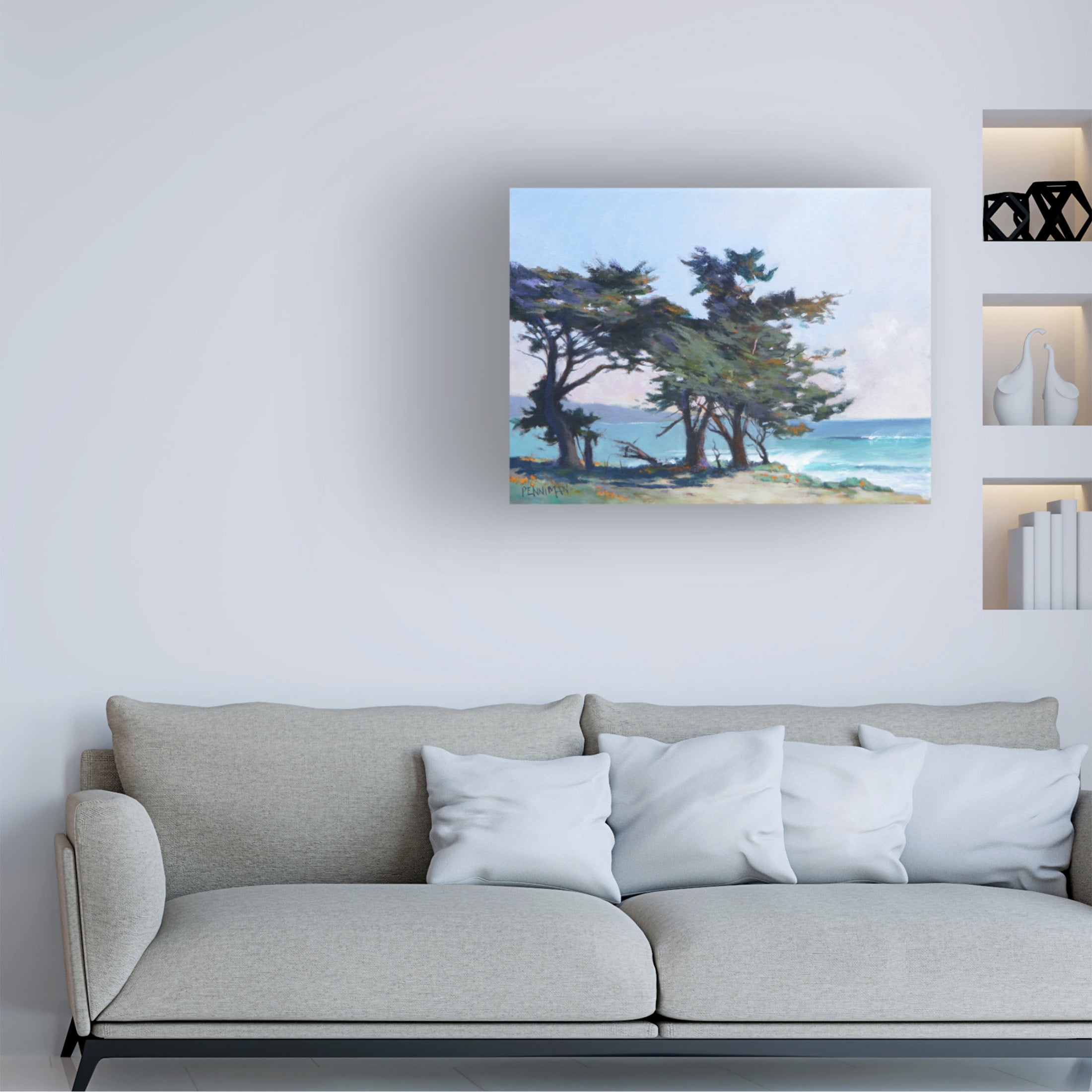 Canvas Wall Art - Ed Penniman 'Lighthouse Field II' Wall Art for Living Room, Bedroom, or Office Décor by Trademark Fine Art - 24 x 18 Inches