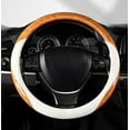 thumbnail image 4 of Classic Style Steering Wheel Cover Peach Wood Grain Four Seasons Universal Breathable Anti-Slip Car Wheel Protector 15 Inch Fit, Black, 4 of 4