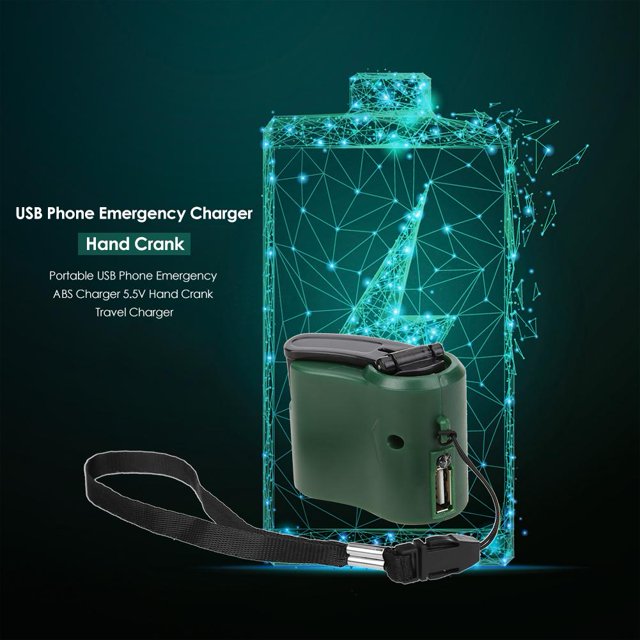 Escalada Cargador de ABS portátil de emergencia para teléfono USB Cargador de manivela de 5,5 V (verde)