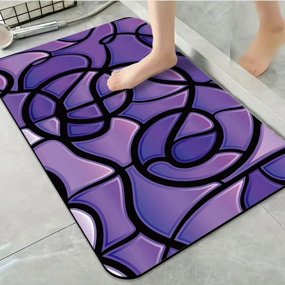 1pc Purple Abstract Bathroom Rug Bathroom Decor and Accessories- Durable,Anti Slip,And Quick Drying,Suitable For Indoor/outdoor Use - Perfect For Bathrooms,Bedrooms,Kitchens,Terraces