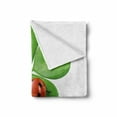 thumbnail image 2 of Going Away Party Soft Flannel Fleece Throw Blanket, Lucky 4 Leaf Clover with Ladybug Irish Charm Luck, Cozy Plush for Indoor and Outdoor Use, 60" x 80", Green Red Black, by Ambesonne, 2 of 6