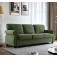 thumbnail image 6 of Modern Simple Velvet 3-Seater Sofa 220×80×75cm with High-Density Foam and Solid Wood Legs, 6 of 8