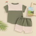 thumbnail image 3 of Bagilaanoe 2pcs Toddler Baby Boy Shorts Set Short Sleeve Contrast Color T Shirt Tops + Shorts 6M 12M 18M 24M 3T Kids Casual Summer Clothes, 3 of 8