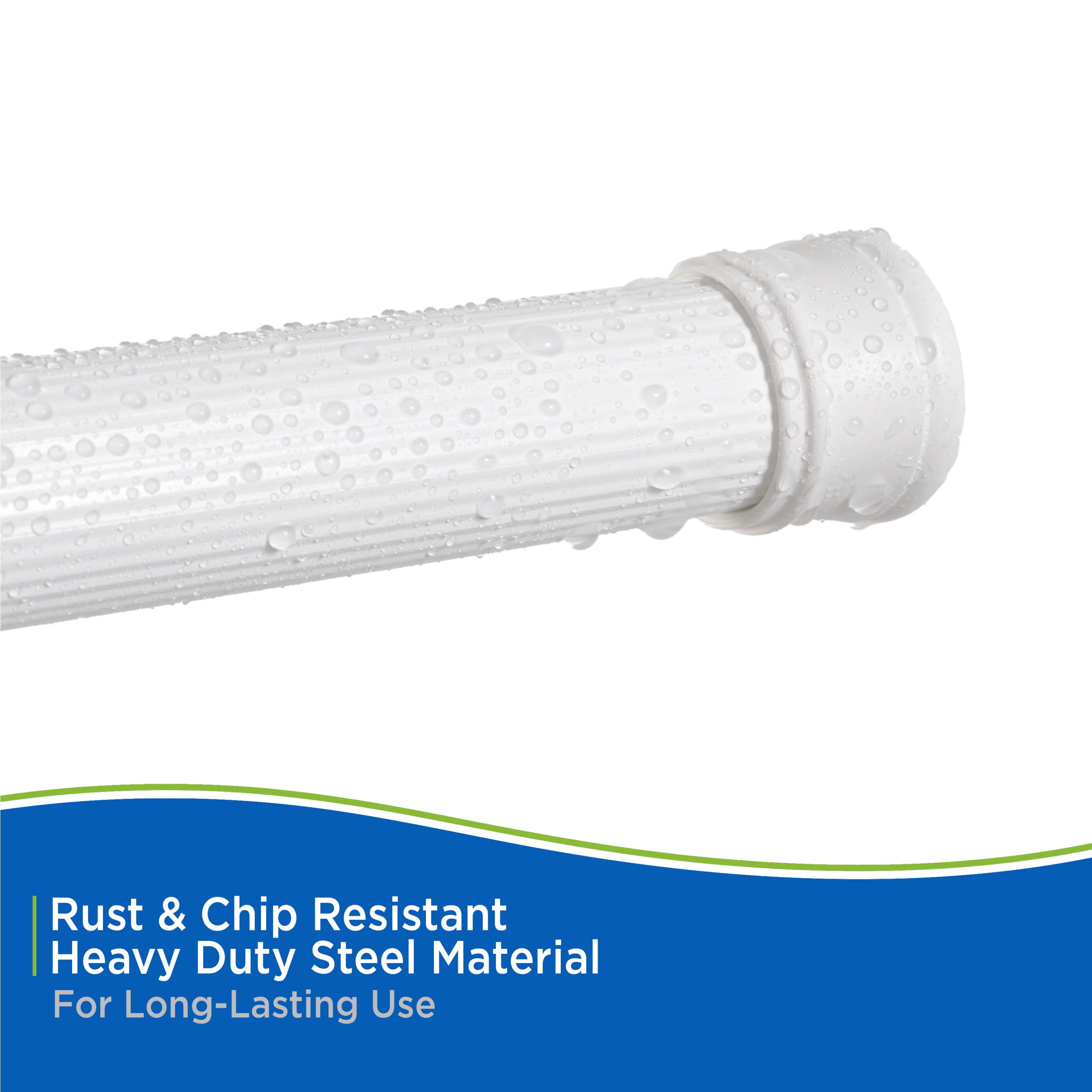 (2 pack) Kenney Spring Tension Utility Rod, 42-72" Adjustable, Rust-Resistant Steel, White