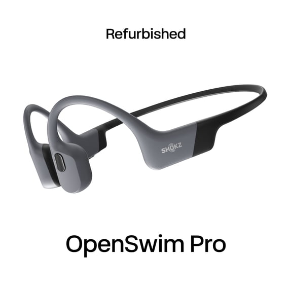 Restored Shokz OpenSwim Pro - Open-Ear Bluetooth Headphones & 32GB MP3 Player, IP68 Waterproof, Bone Conduction Headphones, Running and Swimming, Gray