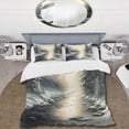 thumbnail image 2 of Designart "Sunlight Dance on Snow Forest River I" Landscape Lake Bedding Covert Set - Lake Grey Landscapes Bed Set With 2 Shams, 2 of 6