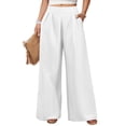 thumbnail image 2 of Women's Wrinkle-Free Pleated High Waisted Business Casual Wide Leg Dress Pants 2026 White XL, 2 of 5