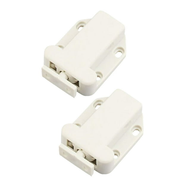2 piezas de rebote de cierre automático de la puerta de la puerta del cajón del gabinete de la cerradura de empuje para abrir el dispositivo para los muebles del armario del gabinete (blanco)