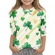thumbnail image 2 of Blusas y camisas de manga larga y cuello redondo para niños, tallas medianas y grandes, informales, con estampado de San Patricio, mangas a ochos y cuello redondo, camisetas para niños., 2 of 5