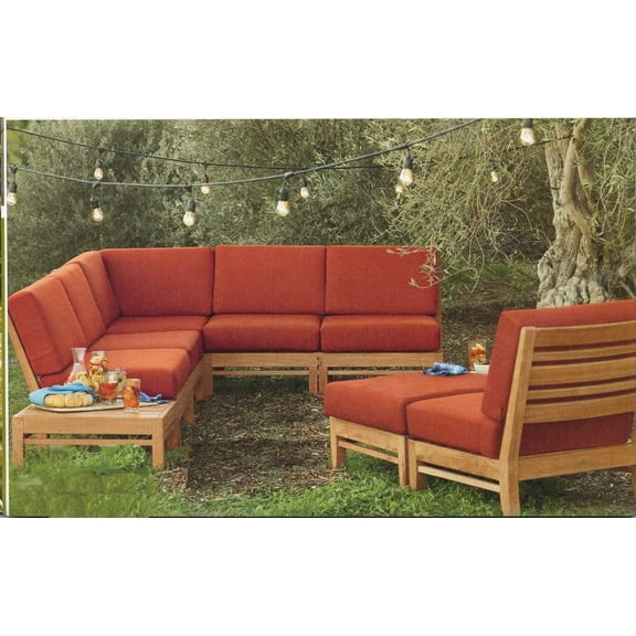 Ramled Sectional 6 Pc Sofa Set: 2 Sofas(Left & Right), Corner Piece, Lounge Chair, Coffee Table & Side Table With Cushions in Sunbrela Fabric