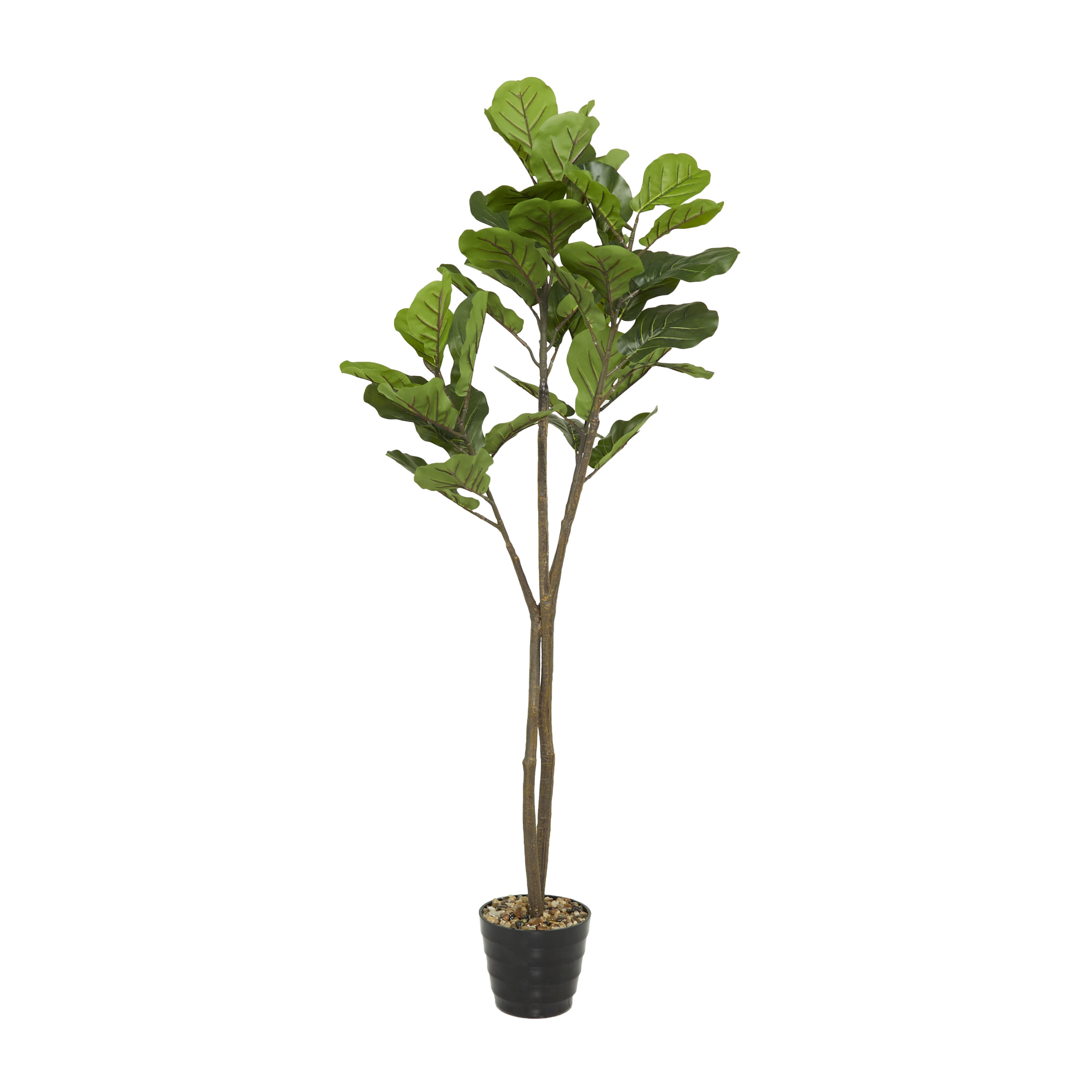DecMode 63" Artificial Fiddle Leaf Tree in Realistic Leaves and Black Melamine Pot