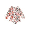 thumbnail image 1 of Faithtur Maillot de Bain Décontracté pour Filles, Imprimé Cœur/fleur Col Rond Manches Longues une Pièce, Blanc/rouge/orange, 1 of 8