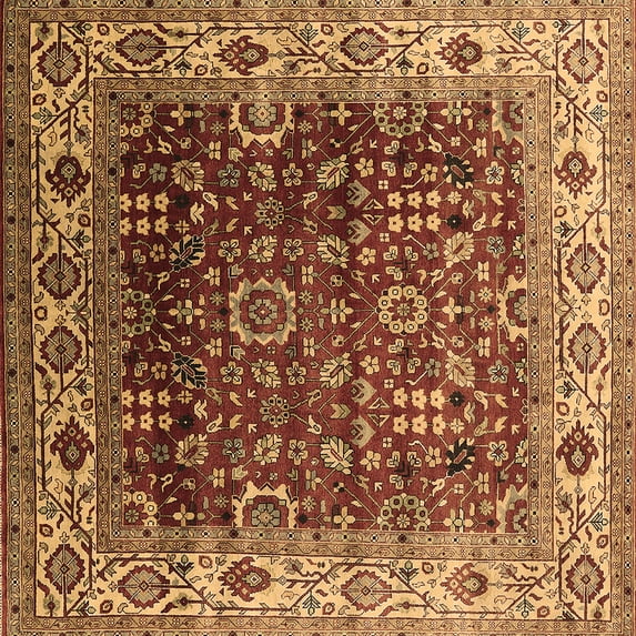 Ahgly Company Indoor Square Oriental Brown Industrial Area Rugs, 3' Square