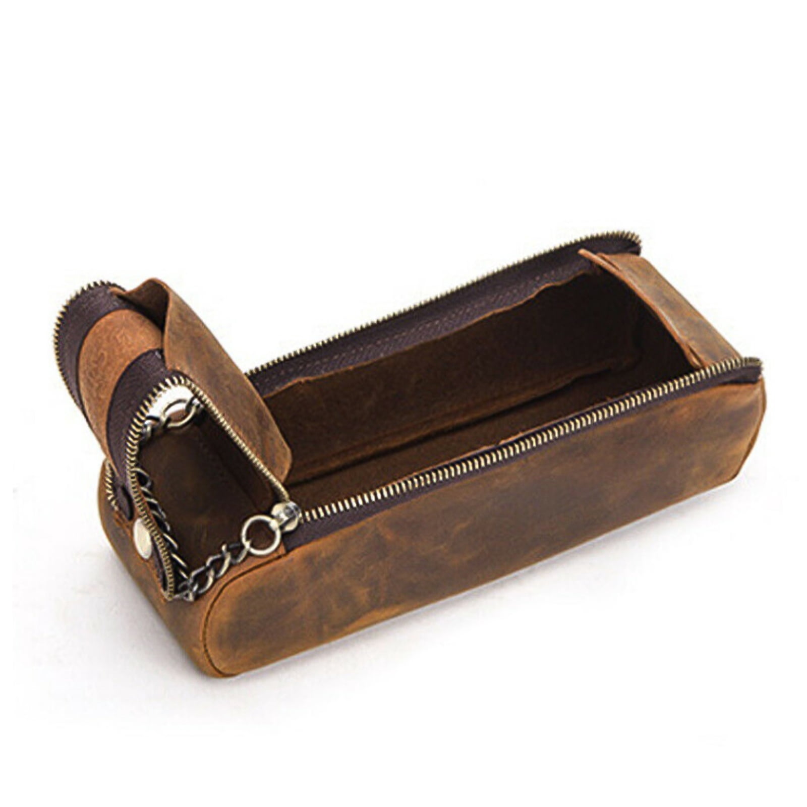 Leather Pen Pencil Case, Zip Pouch, Zippered Pen Case for Work & Office Stationery Storage Box
