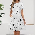 thumbnail image 2 of Messy Black Polka Dots Women's Dress Short Sleeve Summer Sundress Summer Women Clothes, 2 of 7
