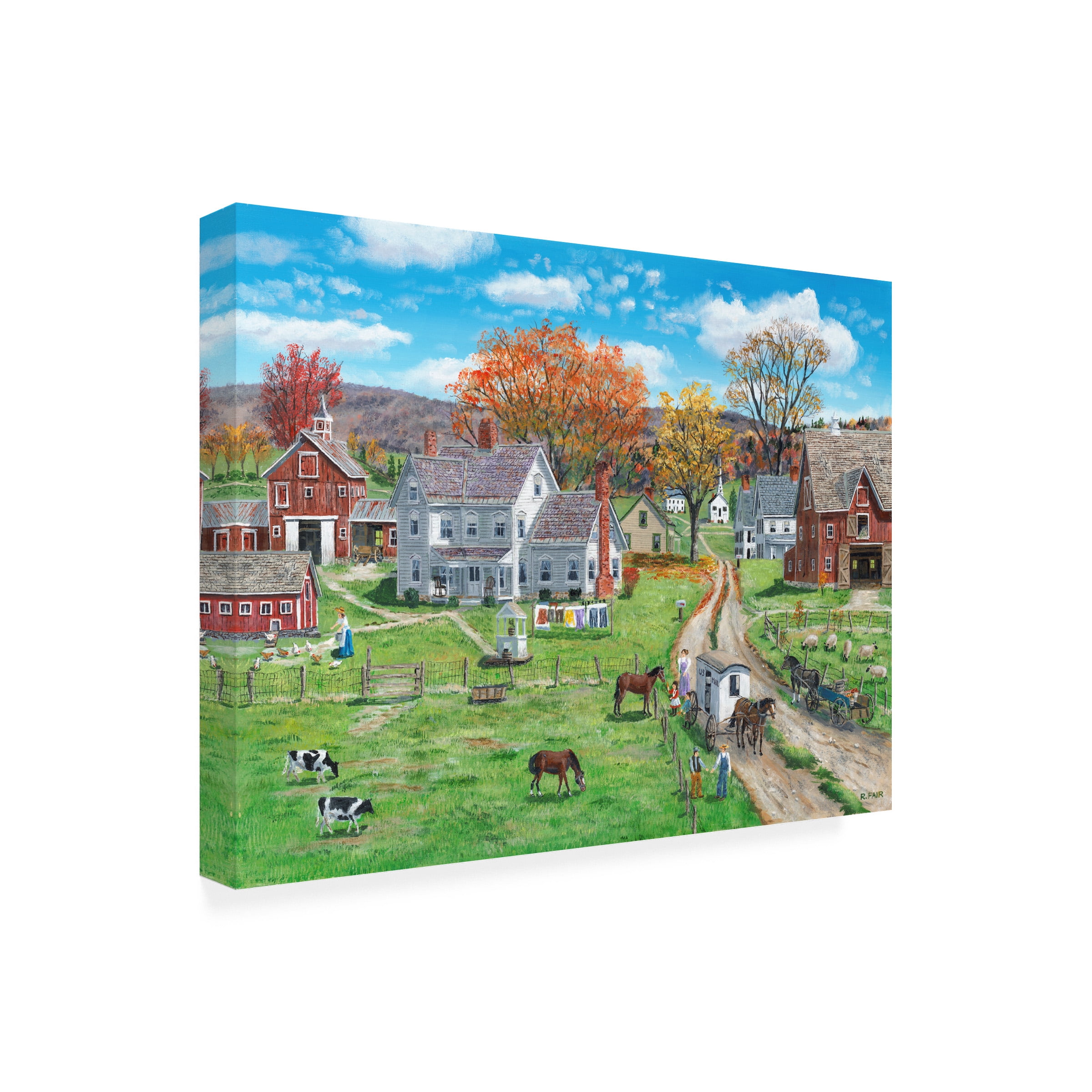 Canvas Wall Art - Bob Fair 'Autumn Neighbors' Wall Art for Living Room, Bedroom, or Office DÃ©cor by Trademark Fine Art - 19 x 14 Inches
