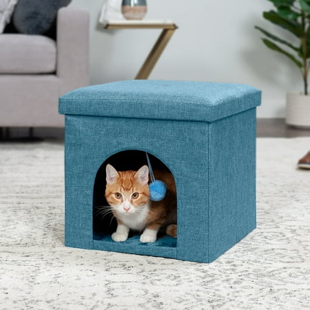 UPC: 0842229113976 | FurHaven Pet Products Small Pet House for Dogs & Cats – Footstool Ocean Blue
