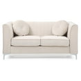 thumbnail image 2 of Passion Furniture Delray 65 in. Ivory Tuxedo Arm Velvet Loveseat with 2-Throw Pillow, 2 of 5