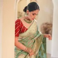 thumbnail image 2 of Designer Sari Bollywood Bridal Silk Saree Blouse South Indian Ethnic Ready Made With Blouse ( S - 36), 2 of 5