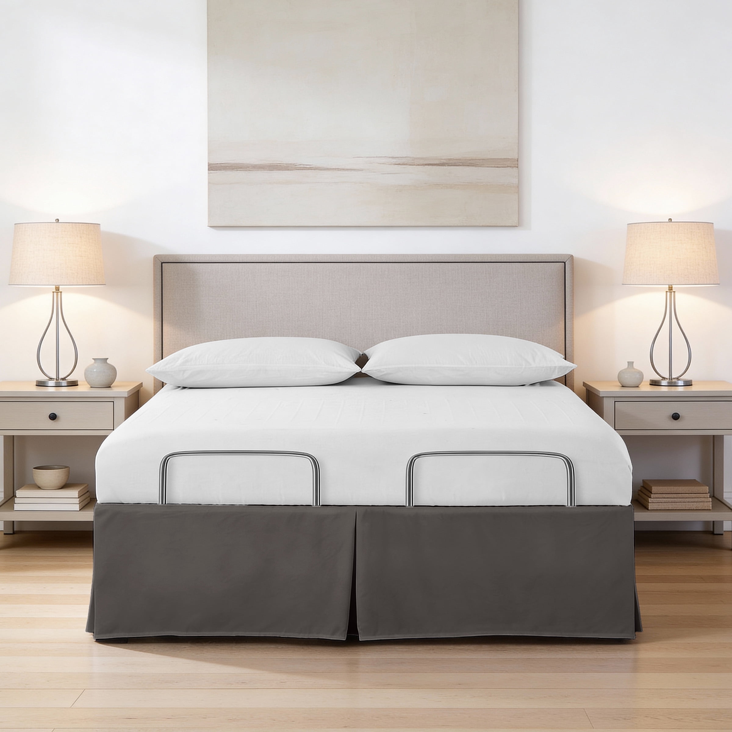 Bed Maker’s Never Lift Your Mattress Bed Skirt for Adjustable Beds, Split Corners, 15 Inch Drop Length, King, Dark Grey