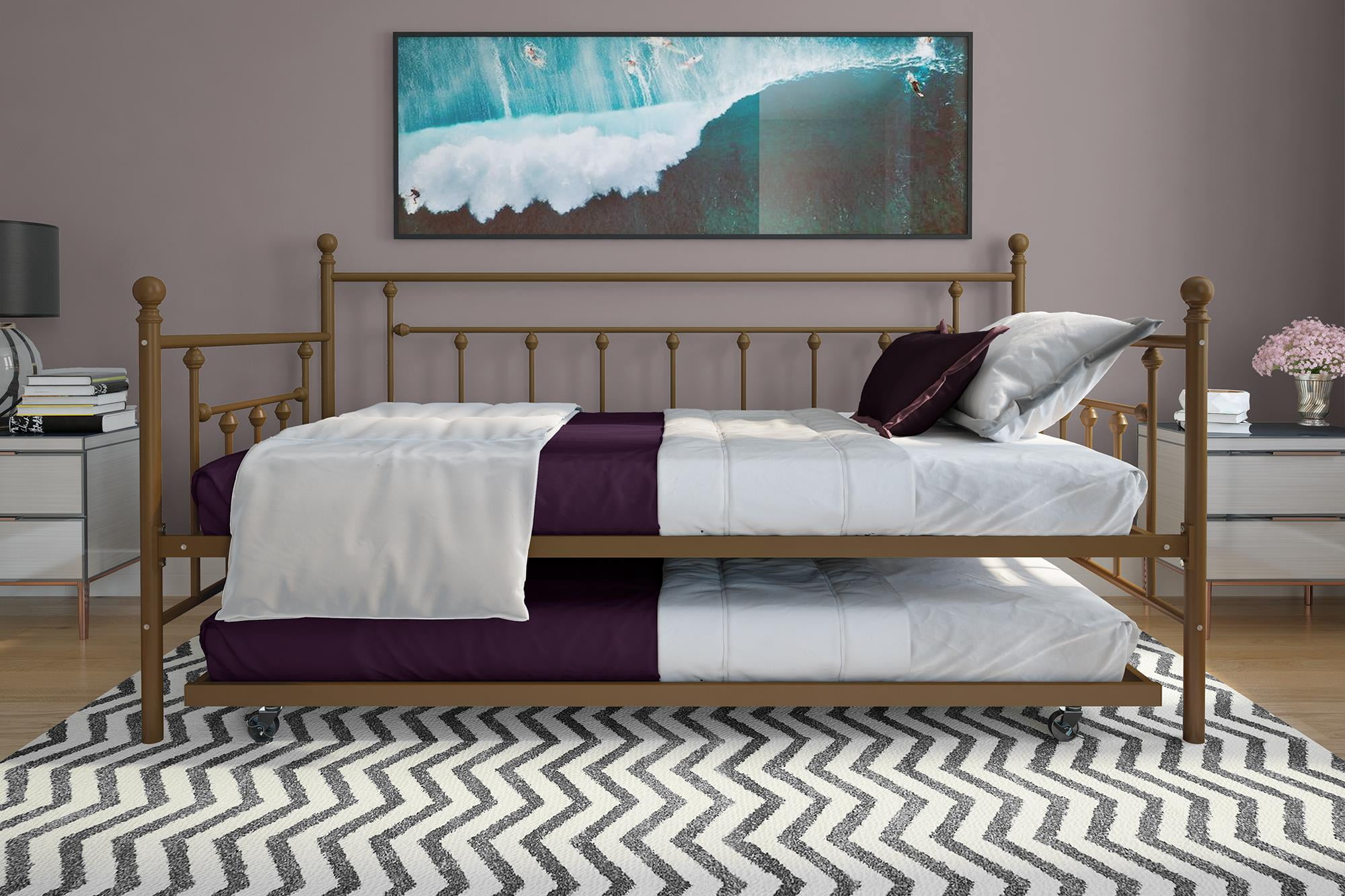 DHP Manila Metal Daybed and Trundle, Twin/Twin Size, Gold