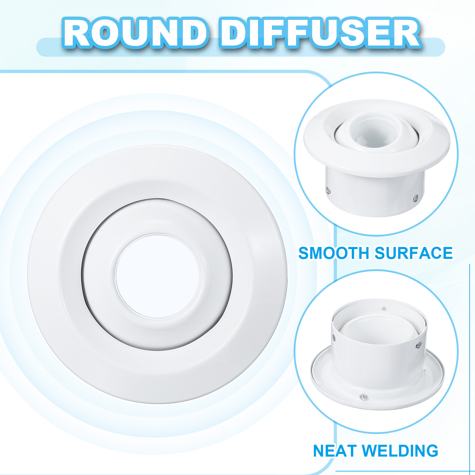 Uxcell Round Air Vent, Adjustable Ball Jet Nozzle Diffuser Ceiling Diffuser Vent Cover Aluminum Alloy Soffit Vent for Bathroom 3.8"