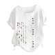 thumbnail image 1 of Mujeres manga corta casual cuello redondo impreso botón suelto túnica camisa blusa tops Pompotops  hkajfhjk470103, 1 of 1